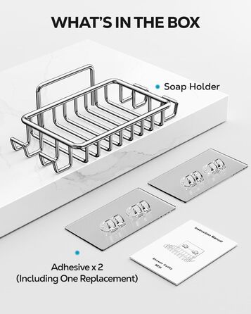 Тримач для мила з нержавіючої сталі з 4 гачками та зливом, самоклеючий, для душу та ванної кімнати (срібний)