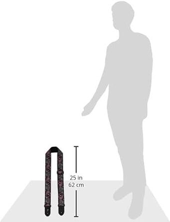 Гітарний ремінь Perri's Leathers з нейлону з жаккардовим малюнком троянд та черепів (бежевий, регульований) - для акустичної, бас та електрогітари, зроблене в Канаді