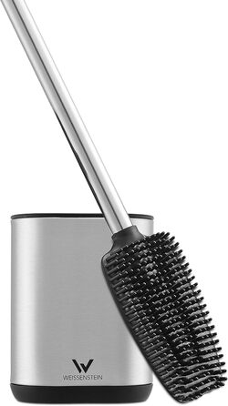 Набір для туалету Weissenstein: щітка з силікону, тримач з нержавіючої сталі, без свердління, чорний