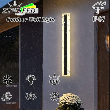 ЗТВЛІД LED вуличне освітлення настінне, 8W, IP65, 4000K, 40см, чорний колір, для саду, вілли, тераси