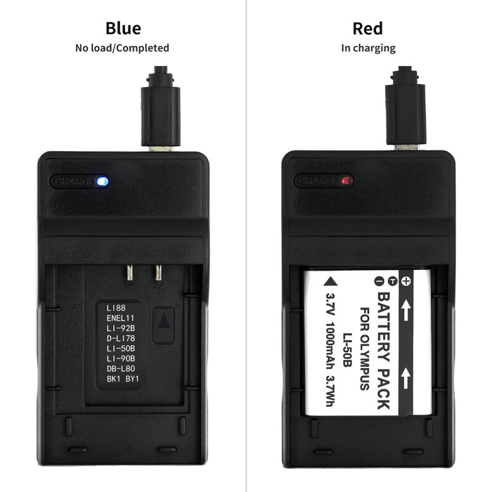 Зарядний пристрій USB LI-50B для камер Olympus (D-750, SH-21, SP-800UZ, SP-810UZ, SP-815UZ, Stylus 1010, 1030SW, SZ-12, SZ-14, Tough TG-2, VR-340, VR-350, XZ-1 та інші)