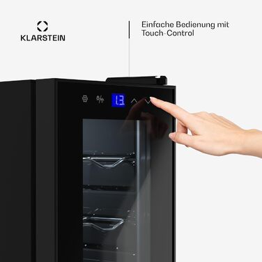 Klarstein Wine Refrigerator - 1 Zone Compact Wine Cooler, 42L Capacity, Glass Door, Indoor/Outdoor Use, 5-18°C, 16 Bottle Wine Fridge
