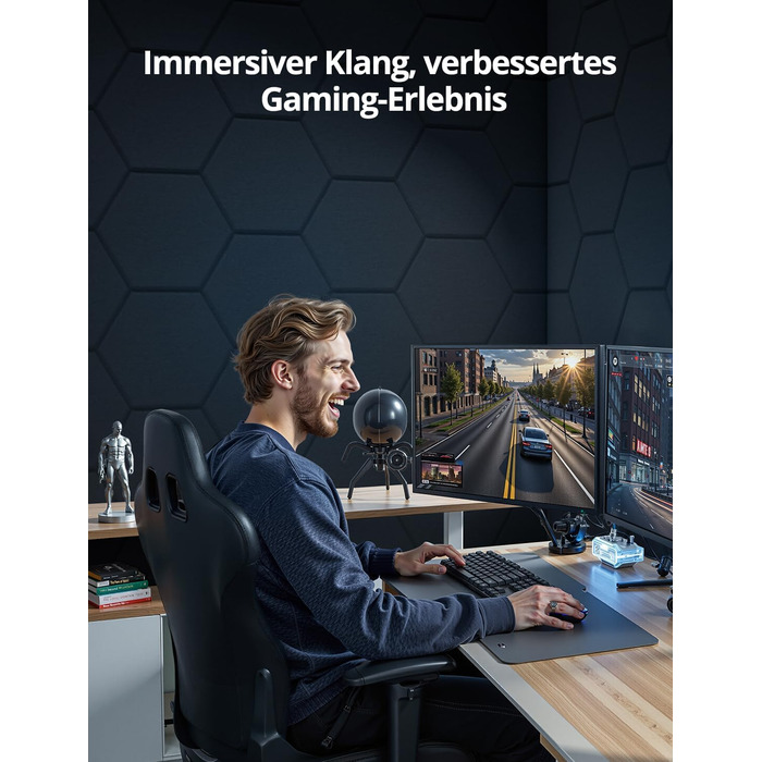 Акустичні гексагональні панелі самоклеючі, 12 шт. Поглинач звуку для студії, вітальні, геймерської зони та офісу, чорні, 30 x 26 x 0,9 см