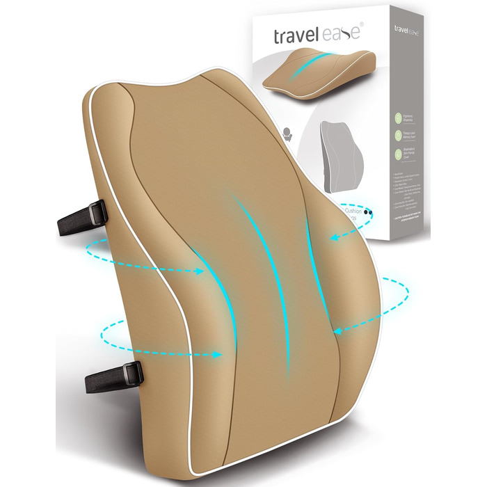 Подушка для спини Ergonomisches RückenKissen Travel Ease з Memory Foam для офісного крісла, з антистатичним, приємним до шкіри чохлом для комфортної посадки (Хакі)