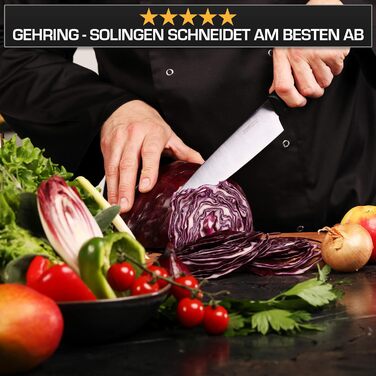 Набір кухонних ножів GEHRING SOLINGEN WAVE 6 предметів - Німецька сталь, нержавіюча, льодова загартована, гострі ножі в блоці