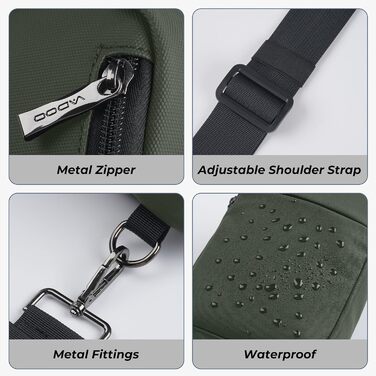 Сумка на груди Broadream: водонепроникна сумка через плече для чоловіків та жінок, RFID-захист, для спорту та походів (B-зелений)