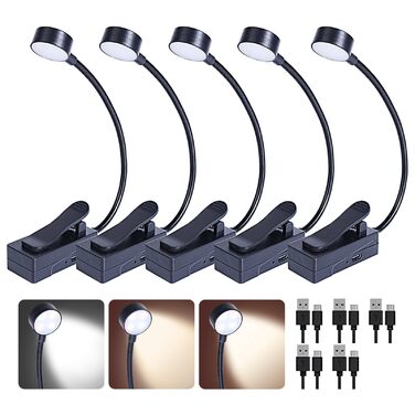 KunHe Лампа для читання на ліжку з USB зарядкою - 3 режими освітлення та 3 рівні яскравості, легка та компактна