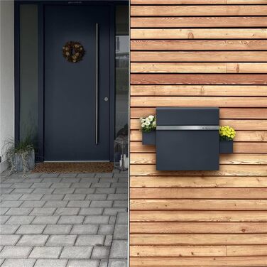 Поштовий ящик Metzler Stelio Anthrazit з газетницею та гравіюванням імені з нержавіючої сталі V2A - RAL 7016