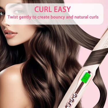 Випрямляч для волосся ANGENIL Pro Ceramic Twist 2-в-1 рожевого кольору: випрямлення, завивка, хвилі. З термостійким килимком