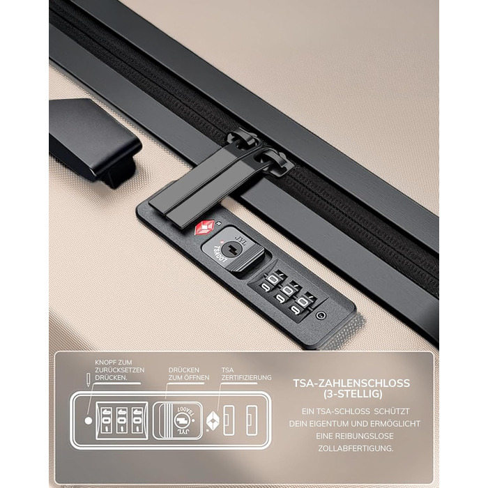 Набір валіз FERGÉ 3 шт. з жорстким корпусом та TSA-замком. Валізи-троліки (ручна поклажа, L, XL). Жорсткі валізи з міцного полікарбонату (3 шт., Ivory-matt)