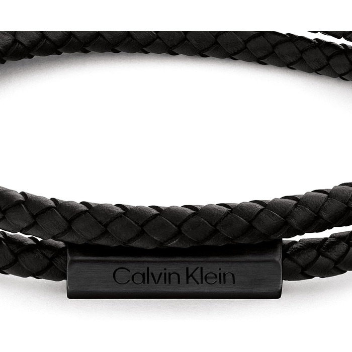 Чоловічий шкіряний браслет Calvin Klein LATCH Black подвійне обплетення