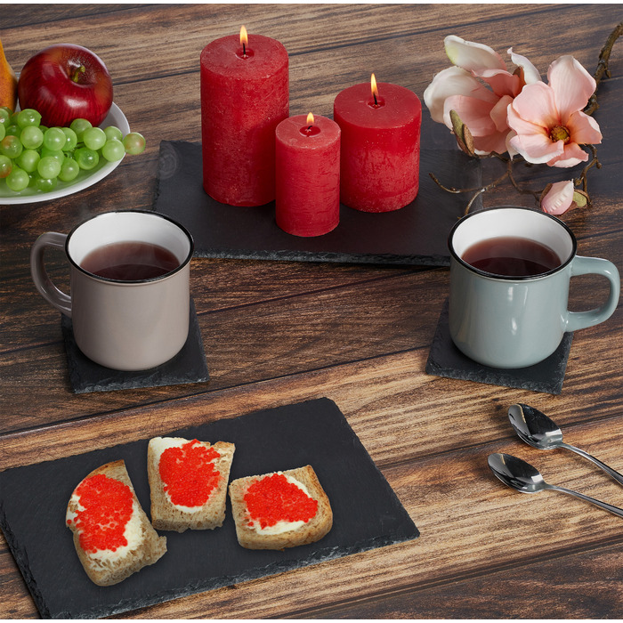 Relaxdays Set of 20 Slate Coasters, 10x10 cm