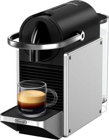 Кавова машина-капсульна Nespresso De'Longhi Pixie EN127.S, 19 бар, 1260 Вт, сріблясто-чорна, компактний дизайн, ECO-режим, дві програмовані кнопки