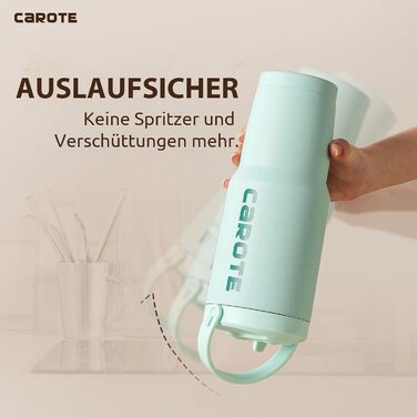 CAROTE Stainless Steel Water Bottle with Straw, 960ml, Vacuum Thermos Bottle with Flexible Cap, Leak-Proof, BPA-Free, Double-Walled Insulated Bottle for Hot and Cold Drinks (Green)