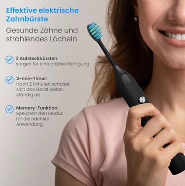 Електрична звукова зубна щітка Black Edition з 5 режимами та акумулятором на 120 днів - ультразвукова щітка зі смарт-насадкою, 100 днів гарантії повернення коштів