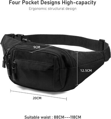 Чоловіча та жіноча поясна сумка Vinabo, чорна, універсальний розмір EU