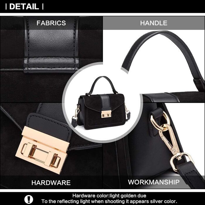 Сумка жіноча Miss Lulu середнього розміру через плече: шкіра та замша, вінтажний стиль, чорний колір