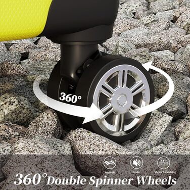 Набір валіз Ystyle Kofferset 5-ти частинний: 12', 18', 20', 24', 28' + косметична сумка, ABS, 360° колеса, TSA-замок, для подорожей, круїзів, навчання за кордоном, колір м'ятний