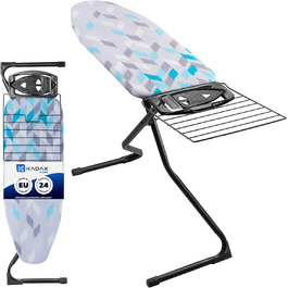 Прасувальна дошка KADAX з висувною полицею, 120x42 см, регульована висота, антиковзні ніжки (Зелений/Блакитний)