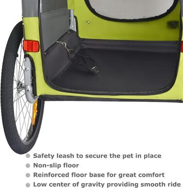 Причіп для собак Tiggo VS Pets M - велосипедний причіп для собак, зелений (80201)