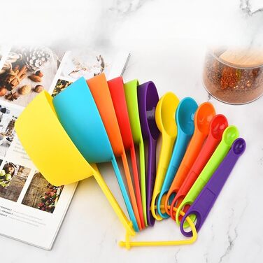 12-Piece Baking Tool Set for the Kitchen, Measuring Spoons, Plastic Measuring Cups with Scale, Measuring Cup for Milk, Coffee Spoons, Kitchen Utensils
