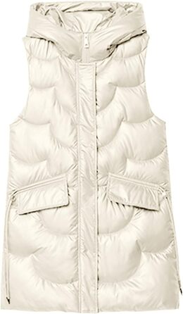 Жіноча тепла куртка Longwete з капюшоном, пухова, без рукавів, елегантна жилетка, легка зимова куртка, верхній одяг, колір зелений (M, бежевий)