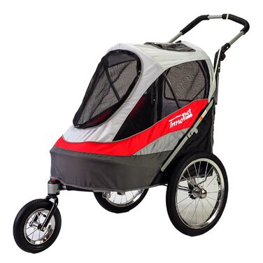 Innopet Sporty Dog Trailer Deluxe: Причіп для собак, велосипедний, червоно-білий - до 30 кг, з дощем.