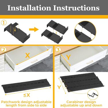 Організатор для спецій Famhap, 24 шт. - полиці для спецій у ящик, кухонний органайзер для спецій, полиці для спецій (Чорний, 12 шт.)