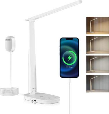 Лампа настільна Honeywell Sunturalux™ H2 LED з регулюванням яскравості, USB-зарядка, сенсорне керування, 4 кольори, захист очей, для дітей, спальні, читання, офісу