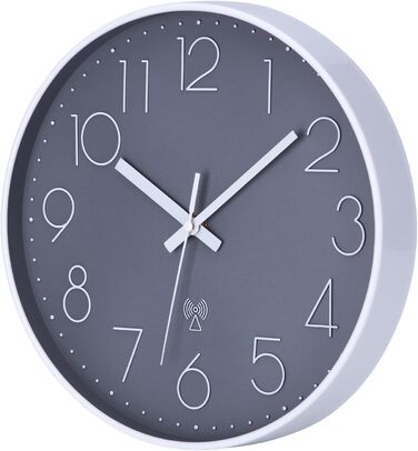 NESIFEE Funkuhr Wall Clock No Ticking Silent Wall Clock Easy to Read Clock for Kitchen Living Room Radio Wall Clock Large 30 cm Living Room Clock Radio Clock Wall Clock Modern Wall Clocks Radio Clock Silent No Ticking