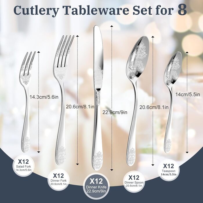 Набір столових приборів DRAGON RIOT на 6 осіб (30 предметів) з нержавіючої сталі, рожеве золото, елегантний набір ножів, виделок та ложок для дому, вечірки, ресторану. 30 предметів (сріблястий колір 60 предметів)