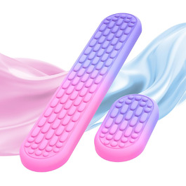 Клавіатура MoKo з підставкою для зап'ястя: ергономічна, з Memory Foam, для роботи, ігор та ноутбуків, рожево-фіолетовий градієнт