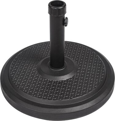 Paramondo Parasol Stand, Standard Round, Black, Made of Polymer Concrete, for Mast Thickness up to Ø 50mm, Includes Adapter Sleeves