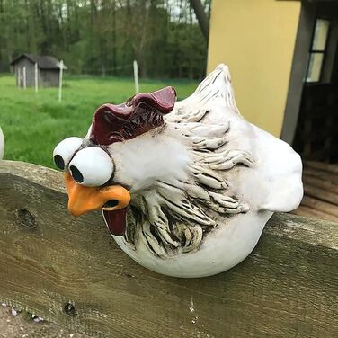D-Rings Chicken Ceramic Garden Decoration, Chicken Decoration, Garden Statues, Outdoor Decoration, Ornament, Garden Statue, Decorative Garden Figure, Chicken Garden Stake, Backyard for Outdoors