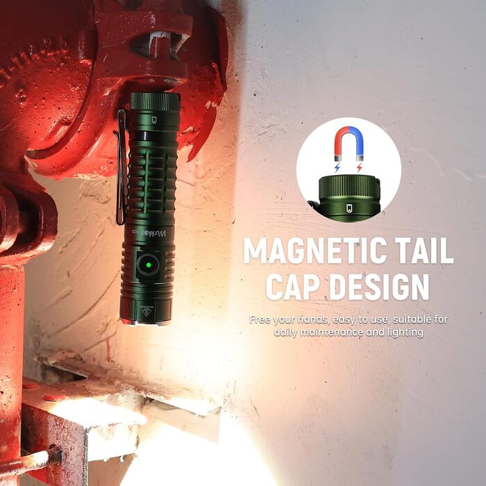 Ліхтар тактичний Wurkkos TS22 LED XHP70.3, 4800 Люмен, водонепроникний IPX68, 6 режимів, CRI90, 5000K, зелений