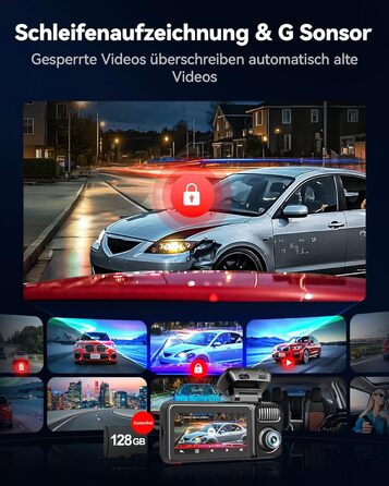 Автомобільний 3-канальний відеореєстратор REDTIGER F17 Elite 4K з картой 128ГБ, STARVIS 2 IMX678, WiFi 6, GPS, HDR та нічним режимом (передній, задній та салонний)