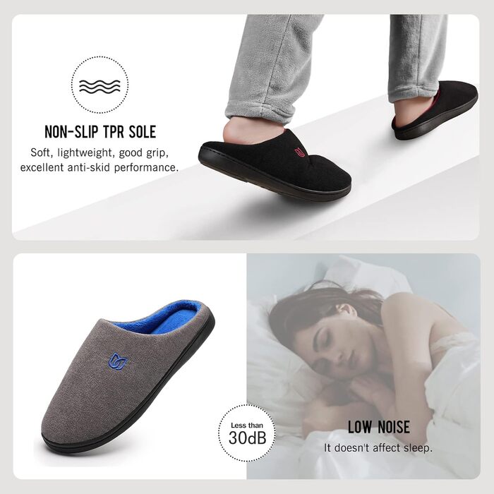 Тапочки для дому WateLves з Memory Foam для жінок та чоловіків, сірі та блакитні, 42/43 EU