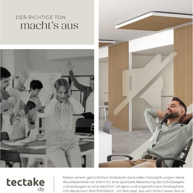 Акустичні панелі tectake® з імітацією дерева, світлий дуб, 2 шт. - для дому, декору стін, звукоізоляції