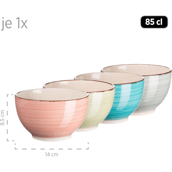 Набір посуду MÄSER Vintage (16 предметів) для 4 осіб, ручна розпис, кераміка, зелено-блакитний (Bel Tempo Ii), стеатова глина, зелений/блакитний/бірюзовий/димно-блакитний