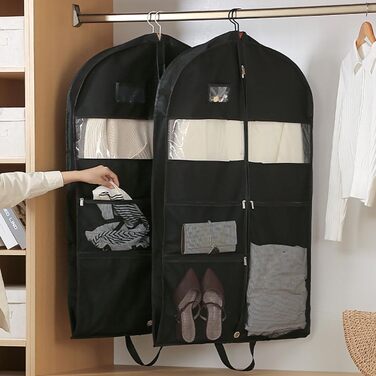 Мішок для одягу URMI, міцний, 2 шт., 60x110 см, з 3 кишенями для сорочок, пальто, курток, суконь – для подорожей