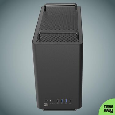 Корпус для ПК NEWWAY NC1 Mini-Tower, підтримка Mini-ITX/ITX/Micro-ATX, USB Type-C, з вентилятором 9мм, металевий сітчастий дизайн, чорний