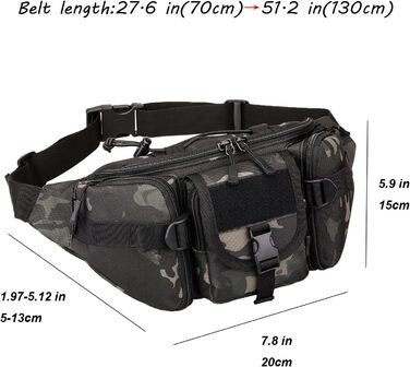 Тактична чоловіча поясна сумка Molle, водонепроникна, унісекс, чорно-камуфляжна