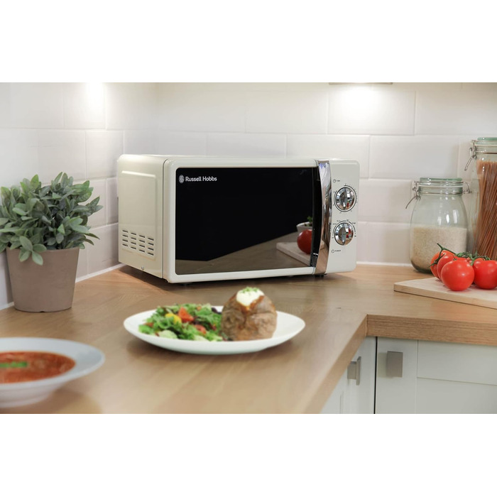 Мікрохвильова піч Russell Hobbs RHMM701C, 17 л, 700 Вт, кремовий колір, 5 рівнів потужності, таймер, функція розморожування