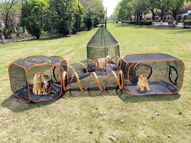 Туннель-намет 2-в-1 для котів та собак, складаний, для вулиці, Pop-Up вольєр для домашніх тварин, огорожа, будиночок (Стиль 5)
