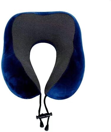 Подушка для шиї з піною Memory Foam, 360-градусна підтримка голови, комфортна та легка, ідеальна для подорожей (літак, авто, поїзд, автобус) та дому, з чохлом (Блакитна)