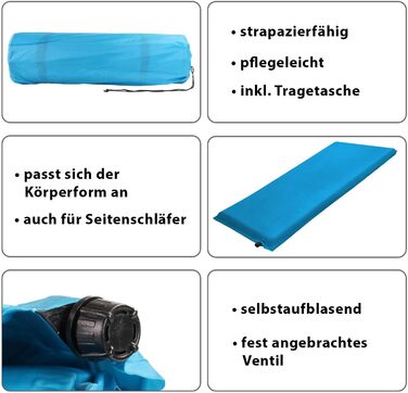 Каремат туристичний ALPIDEX Isomatte Camping, самонадувний, 200 x 66 x 6 см, тюркіс