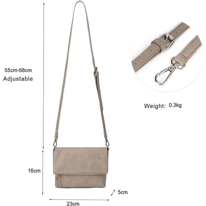 Сумка жіноча Gladdon через плече, шкіряна крос-боді, Taupe (бежевий)