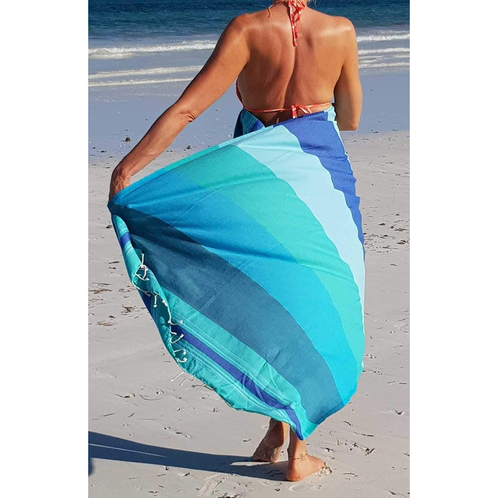 ZusenZomer Fouta Hamam Towel Women's XL 100x190 - Hammam Bath Towel Beach Towel Hammam Towel - 100% Combed Cotton Oeko-TEX - Fair Trade Hamam Towels (Sea Green) 100x190cm Sea Green
