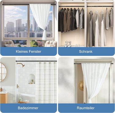 Штанга для душу без свердління 73-224 см, висувна штанга для ванної кімнати, чорна