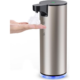 Automatic Soap Dispenser Stainless Steel Foam Soap Dispenser Electric - LAOPAO Soap Dispenser Set IPX5 Waterproof USB-C Charging with Sensor Infrared Motion Sensor for Kitchen & Bathroom Silver Black